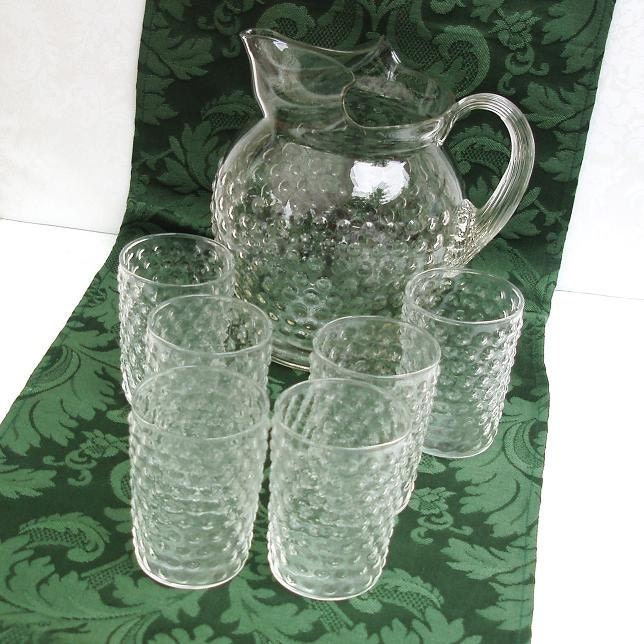 Hobnail Glass Pitcher Hobnail Glasses Vintage Glassware
