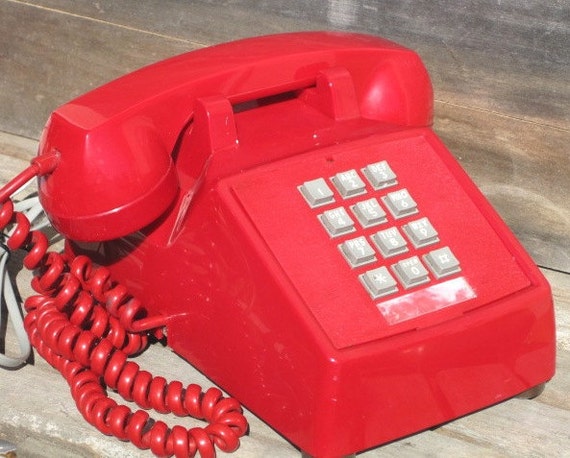 Vintage 1980s ITT RED Push Button Phone by VintagebyKanina