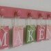 Green and Pink Baby Nursery Decor for Girl - MAKENZIE 8 Wood Hooks Baby Nursery Decore Hanging Wall Letters