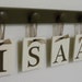 Baby Boy Room Decorations Hanging Wood Plaque - ISAAC Includes 5 Pegs Hanger Hooks Painted Chocolate Brown. Baby Name Art Nursery Decor