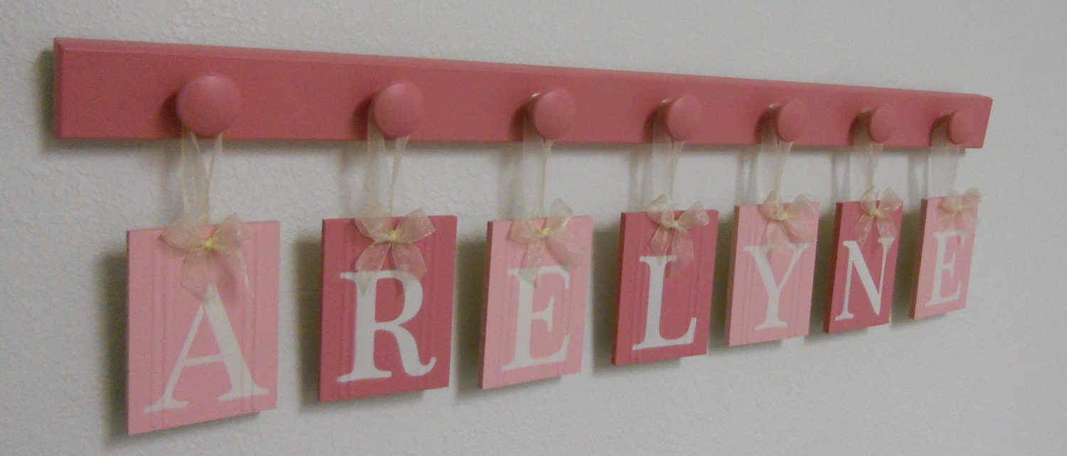 Pink Baby Girl Wooden Letters Sign Includes by NelsonsGifts