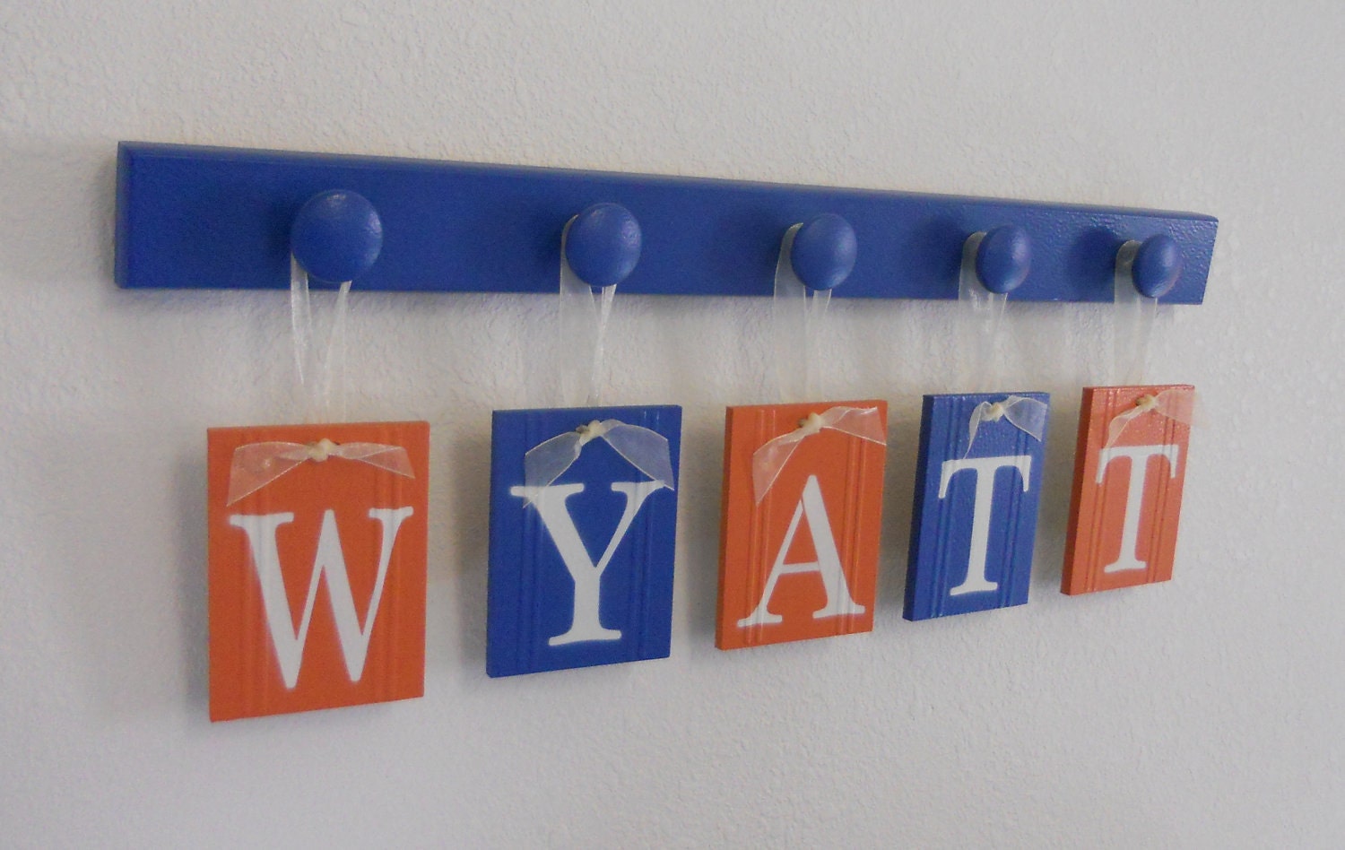 Blue and Orange Nursery Decor Baby Boy Room Wall Decor Name