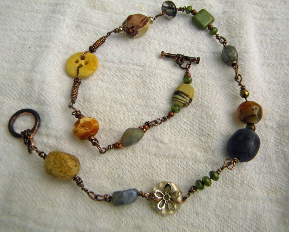 Double Wrap Handmade Artisan Bracelet Gemstones by Msemrick