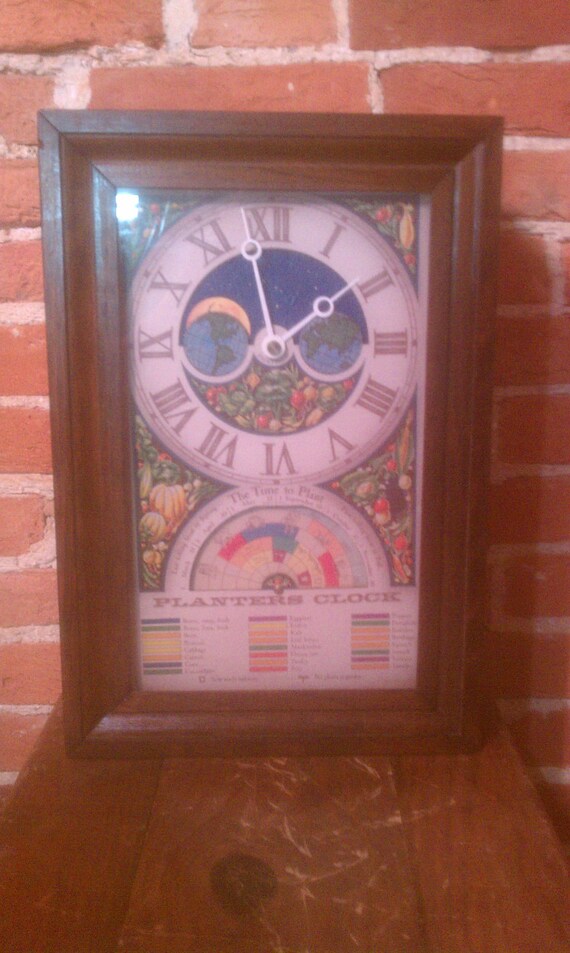 vintage planters clock by mechtronics with wooden exterior