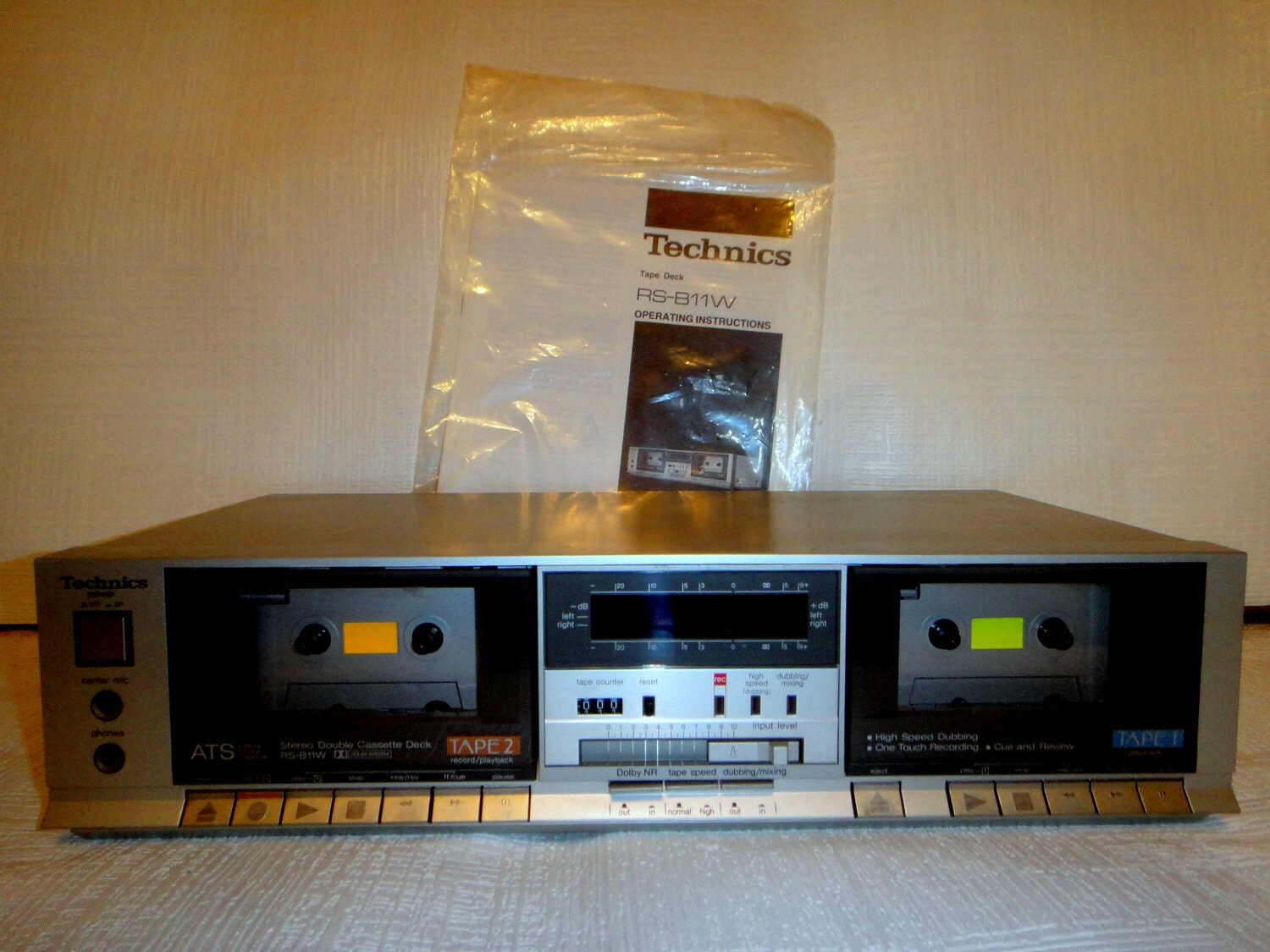 TECHNICS RS B11W Dual Cassette Tape Deck with instructions