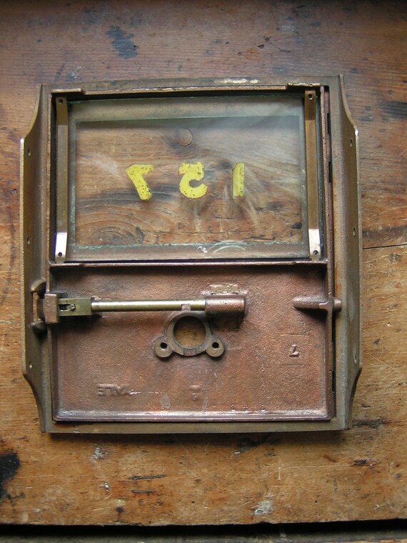 Vintage Brass Post Office Box Door