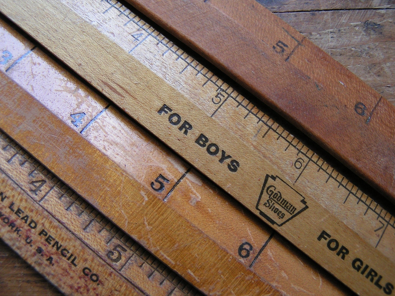 Set of 4 Vintage Wood Rulers by CopperAndTin on Etsy