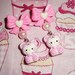 Hello Kitty Pretty Pink Teddy Bear Pearl PINK Bow Dangle Earrings
