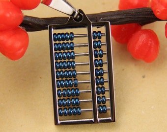 Size Small--Cute Blue Abacus Stainless Steel Pendant