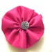 Hot Pink Hair Bow created with Elegant Satin and Antique Silver Center - Wedding Accessory