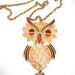 Vintage Owl Pendant Necklace - Retro - Moving Parts