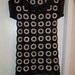 Crochet 1960-s hippie vintage style dress tunic granny square puff stitch flowers black and white