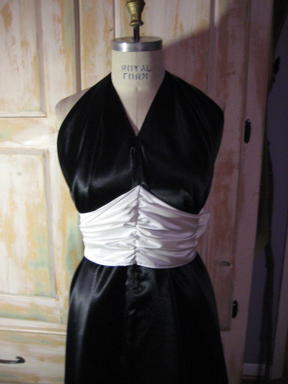 Black and white formal toga style halter dress by itamidesigns