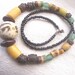 African necklace- Sunshine Yellow Krobo recycled glass and raffia palm nut by Fianaturals