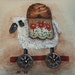 Sheep Little Pillow - Bowl Filler - Tuck - Hand Painted - Primitive - OFG