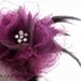 Purple Magenta Bridal Flower Hair clip, Wedding Hair Accessory, Fascinator, Organza, Jewel, Bridal Head Piece