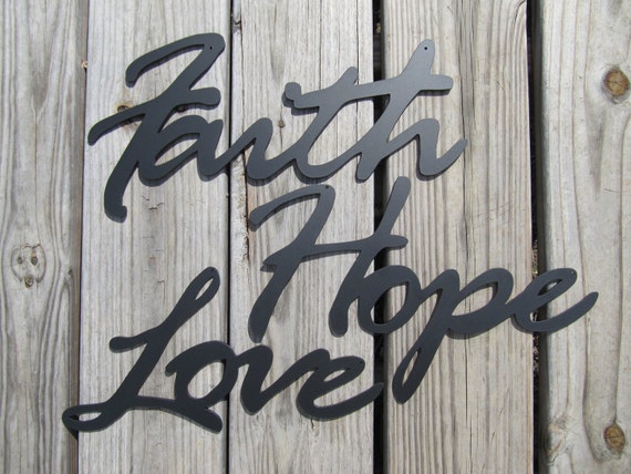 Items similar to Faith Hope Love  Metal Art  Wall  Decor  on 