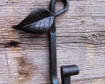 Hand Forged Leaf Wall Hook, Wrought Iron