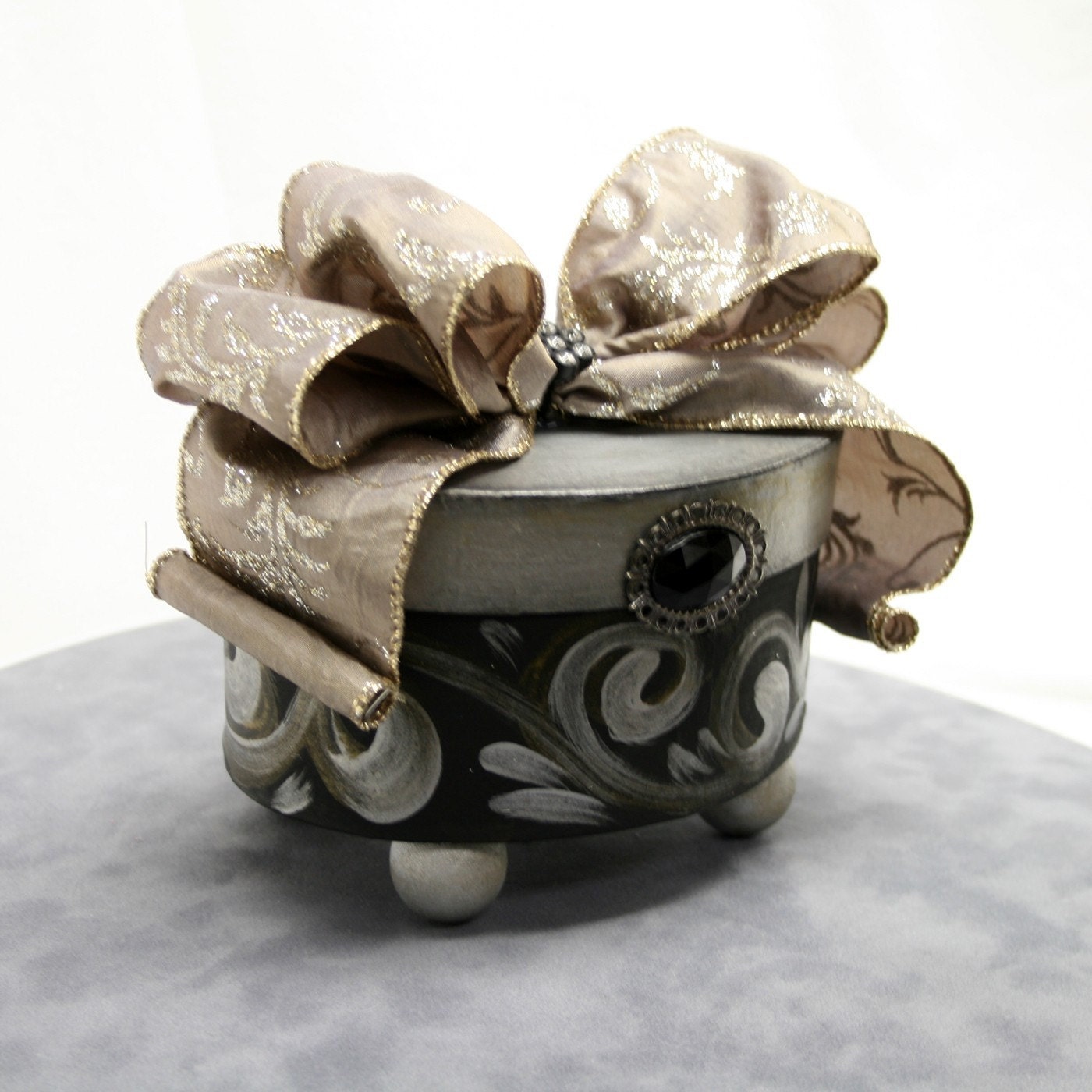 Regency large oval paper mache box by ArtfulBoxes on Etsy