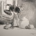 Sunflowers Still Life- Original Ink drawing by Anne Carrozza. 9x11.5 inches.