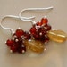 Citrine, Garnet and Carnelian Sterling Silver cluster earrings. E265ss