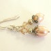 Freshwater pearl earrings, peach, green, Sterling Silver, Swarovski crystal. Autumn pastels. Fall jewelry, pearl jewelry. E52d-ss