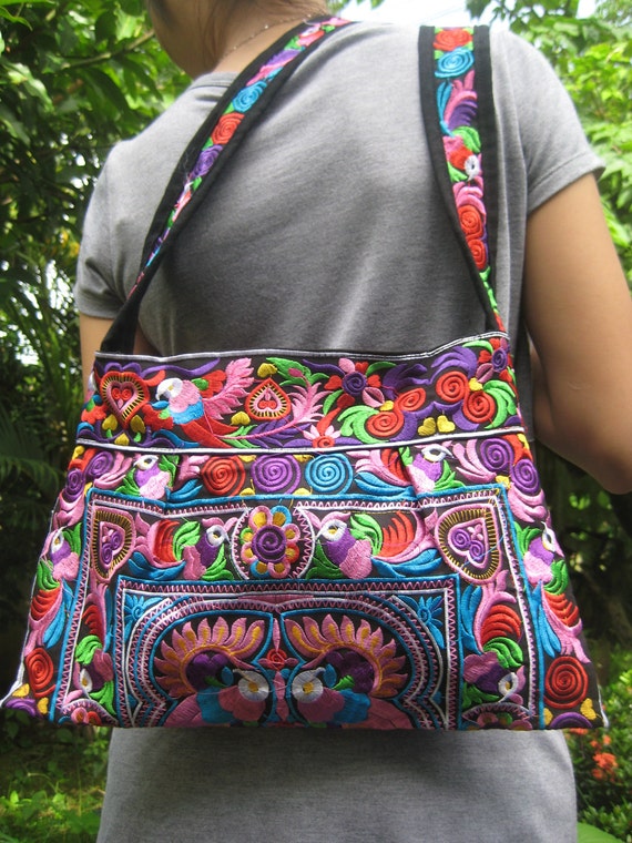 Hmong Old Vintage Style Ethnic Thai Boho Hobo Medium Size Bag