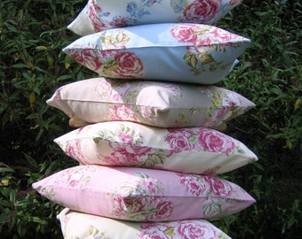 Pillow Cover, cottage chic, cushion cover, 16x16" or 18x18", Pink,Taupe, Blue, Sage Green, White, Roses Pillow Cover, Roses Cushion Cover