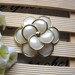 Huge gold frame white camellia cabochon (45mm) HS-1
