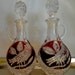 Oil and Vinegar Carafes Ruby Red Vintage Flashglass Hofbauer Byrdes Set of Cut Crystal
