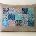 Blueberry Liberty of London Patchwork Pillow on Natural Linen. 12x16