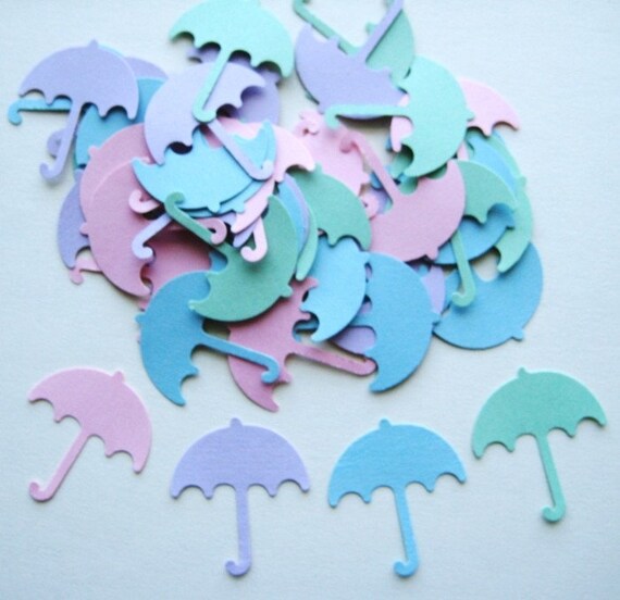 50 Pastel Umbrella punch die cut embellishments E124
