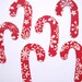 18 Red White Christmas glittered paper Candy Cane embellishments noE1299