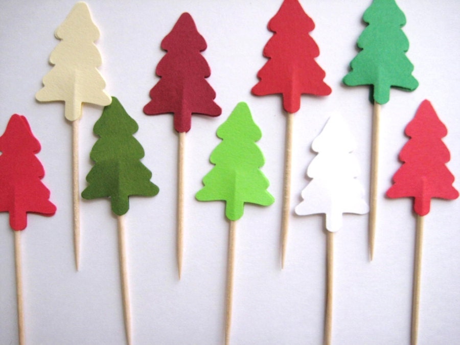 24 christmas tree party picks cupcake toppers toothpicks 24 christmas tree party picks cupcake toppers toothpicks