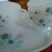 Vintage Milk Glass Retro Flowers Luncheon Plates and Cups Set of Three Less than 25