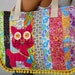Cute Meow Cat Embroidered patchwork tote cotton handbags Thai Style with yellow pom pom