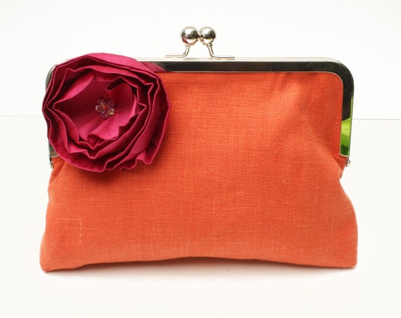 50 PERCENT OFF SALE: Orange Wedding Clutch Orange Clutch