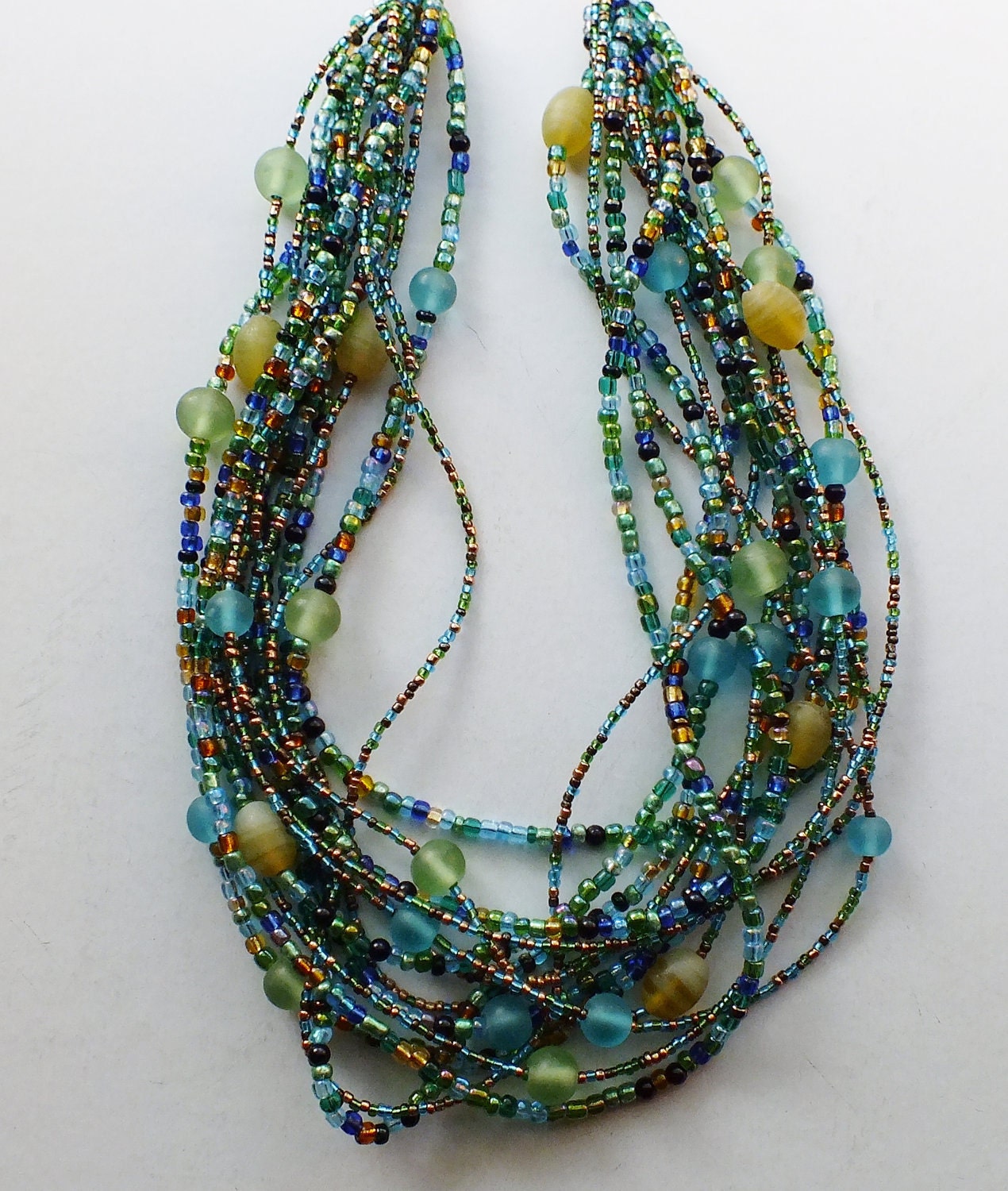 Multi strand eye-catching glass seed bead necklace