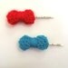 Itty Bitty Hair Bow Clips - Set of 2 - Poppy Red & Turquoise / Teal - Ready to Ship - Last Minute Christmas Gift