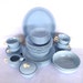 Rare Complete set of 8 Vintage HOMER LAUGHLIN SKYTONE Dinnerware