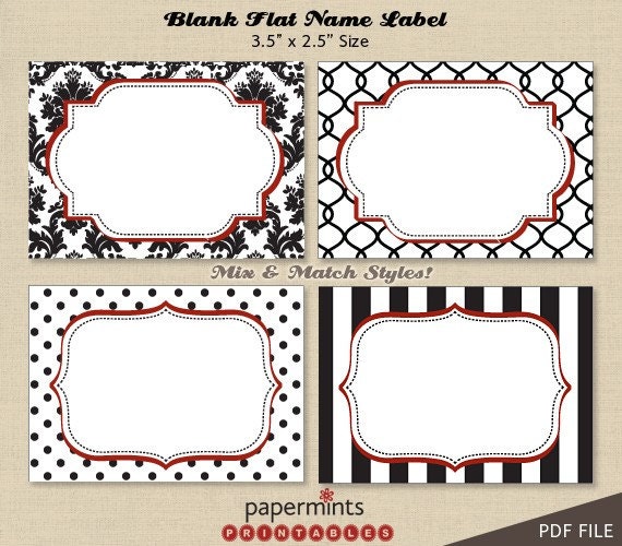 printable blank name labels for dessert table holiday tag