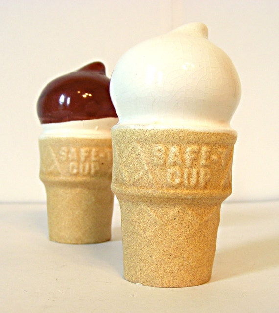 Ice Cream Cone Salt and Pepper Shakers by ScribbleFitz on Etsy