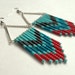 Red Teal and Turquoise Beaded Earrings