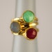 10% Off - Gemstone Ring - Stackable Rings - Gold Rings - Labradorite - Ruby - Charysoprase - Bezel Rings - Stackable Rings - Size 8