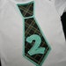 Boys 24 mo - 2T Brown Blue Plaid 2nd 2 Second Birthday Tie Baby Onesie Bodysuit Onsie - Ready To Ship