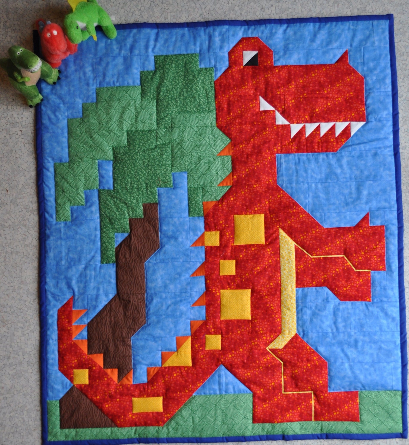 Dinosaur Quilt Pattern in multiple sizes crib to by 