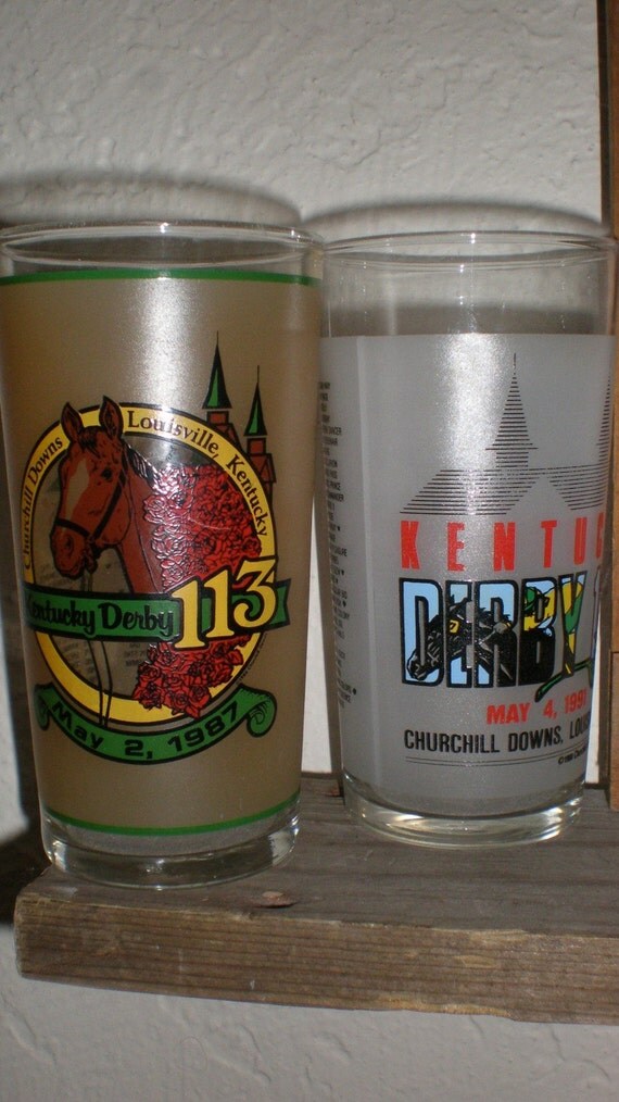 Kentucky Derby Mint Julep Glasses 2 Vintage Sports