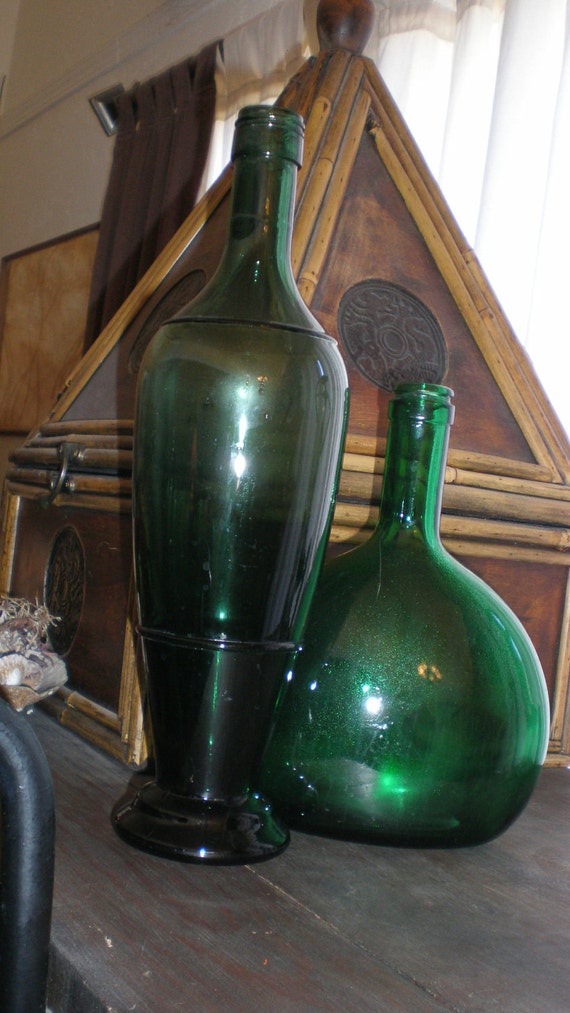 Green BottlesVintage Old Glass Decorative Liquor Bottles