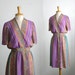 1970s semi sheer midi dress with wrap front with chevron and vertical stripes size medium or large