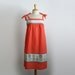 1970s simple a line trapeze red and white swiss dot dress with flowers size large
